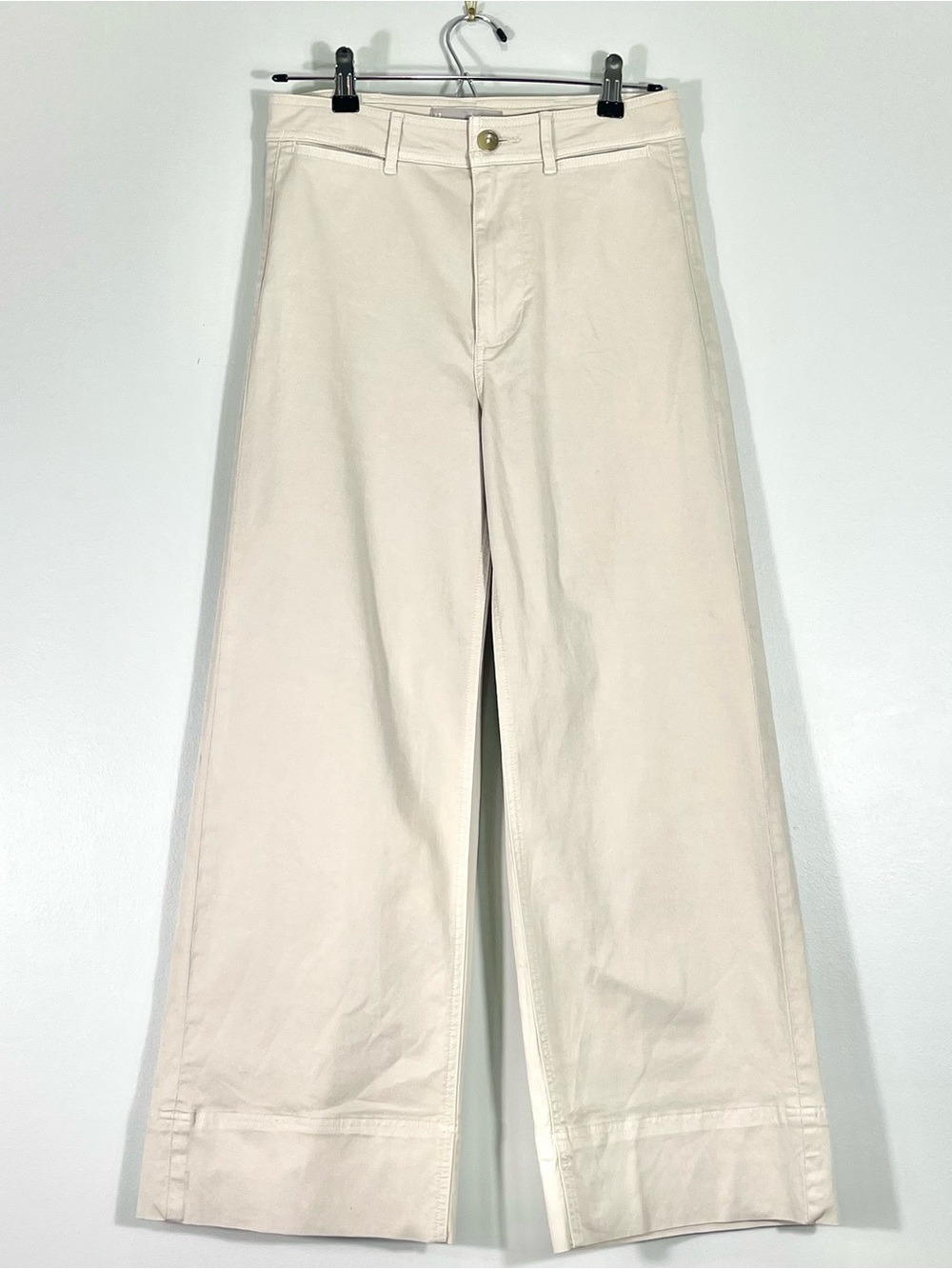 EVERLANE Women's Wide Leg Khaki Tan Chino Cropped Pants Stretch Size 2